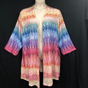 Catherines  5X Plus Pastel Multi Color Flyaway Open Front Cardigan Top NEW